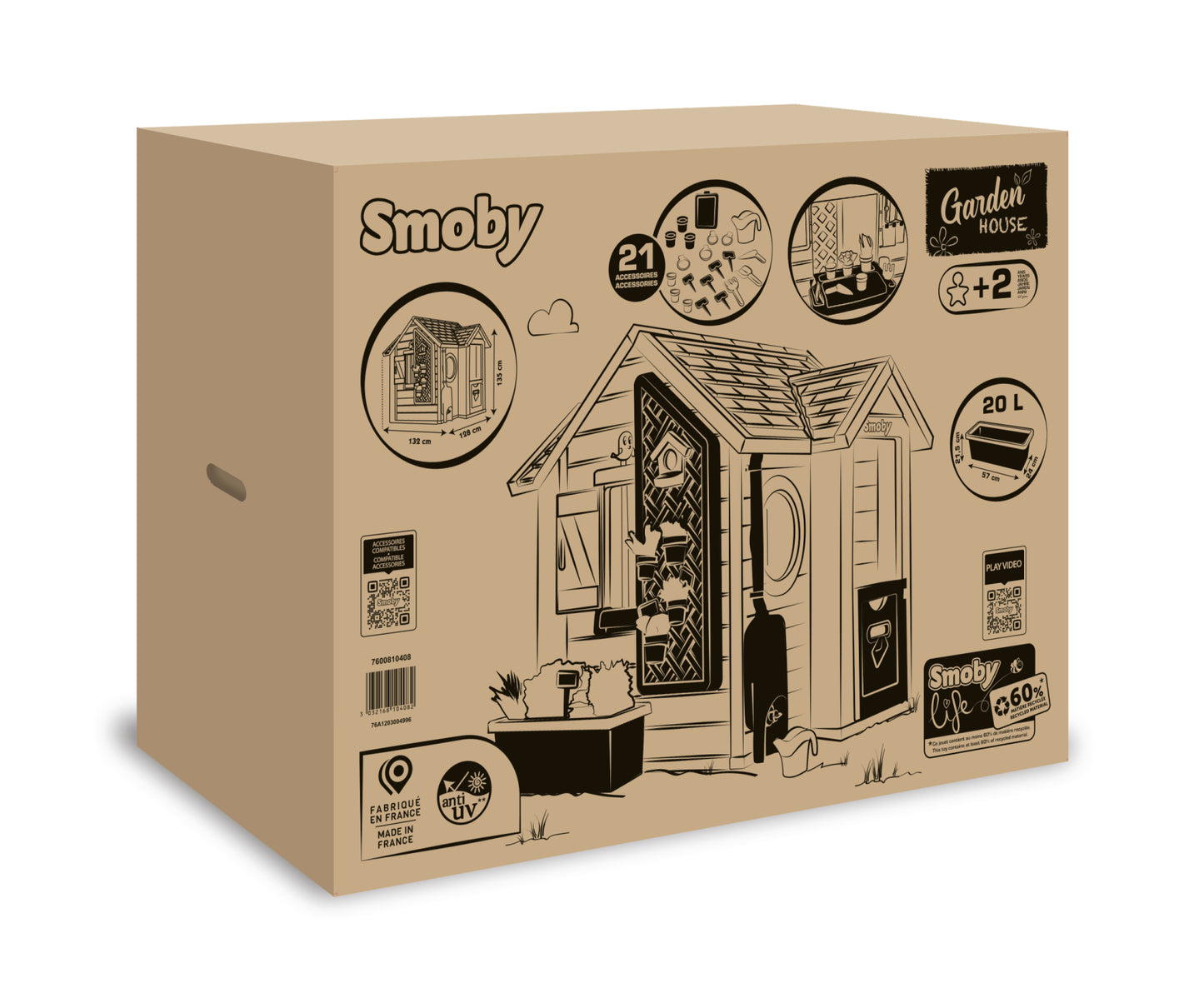 Smoby Life Garden House – Kids Outdoor Playhouse with Gardening Accessories