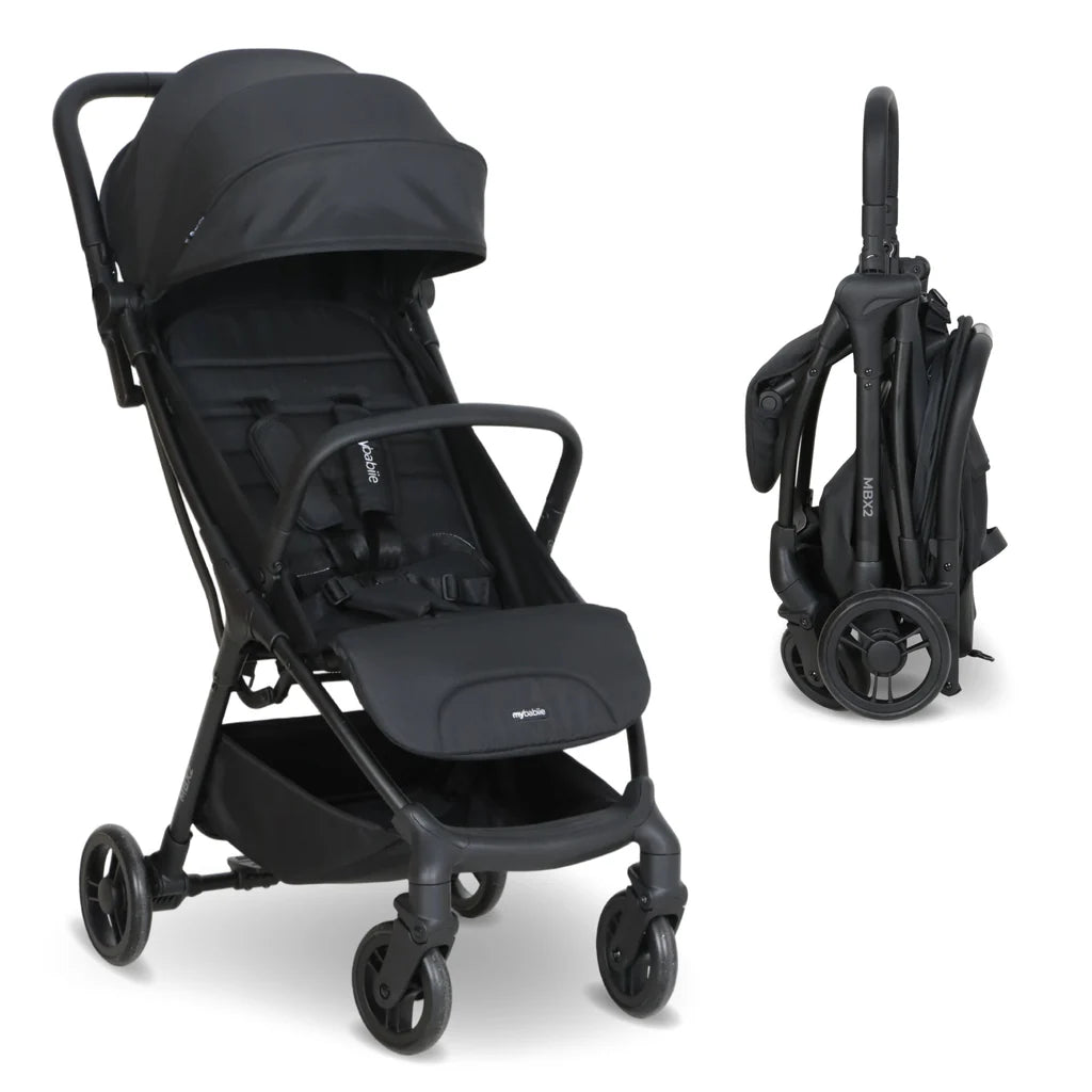 My Babiie MBX2 Lightweight Compact Travel Stroller – Black Pushchair